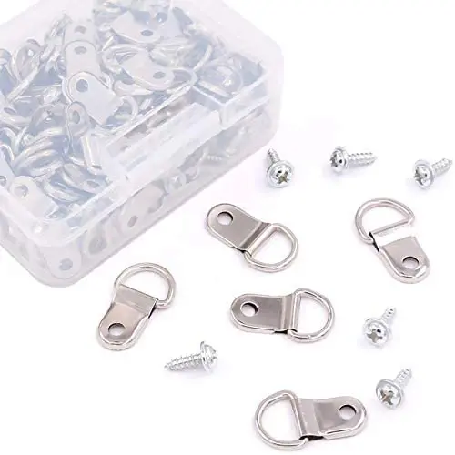 Rustark 110Pcs Silver Metal D Ring Picture Hangers Frame Hanging Hangers Single Hole with Screws for Picture Painting Frame Cross-Stitch Rustark 110Pcs Silver Metal D Ring Picture Hangers Frame Hanging Hangers Single Hole with Screws for Picture Painting Frame Cross-Stitch