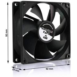 AAB Cooling Black Silent Fan 9 - Silent and Efficient 92mm Fan with 4 Anti-Vibration Pads, Case Fan, Cooling Fan, 12V, Air Cooler, 8cm Silent Fan - Value Pack 3 Pieces