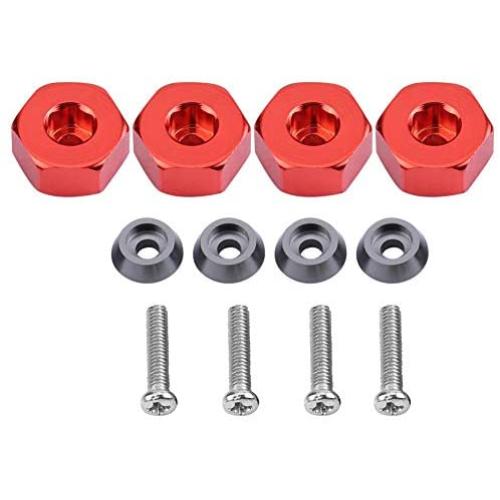 Dilwe RC Car Hex Hub Adapter, 4 Pcs Aluminium Alloy 6mm to 12mm Wheel Hex Hub Adapter for WPL 1634 RC Truck RC Spare Part Accessory (Red)