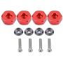 Dilwe RC Car Hex Hub Adapter, 4 Pcs Aluminium Alloy 6mm to 12mm Wheel Hex Hub Adapter for WPL 1634 RC Truck RC Spare Part Accessory (Red)