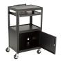 Norwood Commercial Furniture Adjustable Height Metal AV Cart with Cabinet, Electric Power & Sliding Tray, NOR-GNO1010-PK-SO
