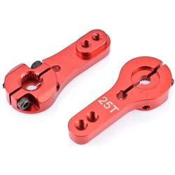 Apex RC Products 25T for Futaba Red Aluminum Dual Clamping Servo Horn - 2 Pack #8016