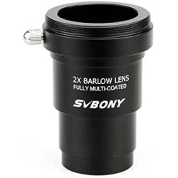 SVBONY Barlow Lens 2X 1.25 inch Metal Fully Blackened with M42x0.75 Thread Camera Connect Interface for Telescope Filters for Astrophotography