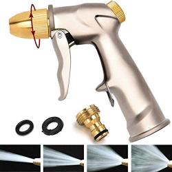 Garden Hose Nozzle, 2021 Upgraded> NORSMIC Water Hose Spray Nozzle, Heavy Duty Metal Brass High Pressure Jet for Watering Plants and Lawn, Watter Patterns Adjustable Hose Nozzle Sprayer