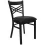 Flash Furniture 4 Pack HERCULES Series Black X Back Metal Restaurant Chair - Black Vinyl Seat