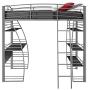 DHP Studio Loft Bunk Bed Over Desk and Bookcase with Metal Frame - Twin (Gray)
