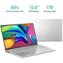 ASUS VivoBook S512 Thin and Light Laptop, 15.6” FHD, Intel Core i7-10510U CPU, 8GB DDR4 RAM, 256GB PCIe SSD + 1TB HDD, Windows 10 Home, S512FA-DS71, Silver Metal