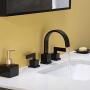 MonDaufie Widespread 2 Handles 3 Holes Modern Oil Rubbed Bronze Bathroom Faucet,Lead-Free Vanity Faucet Bathroom Sink Faucet with Water Supply Lines