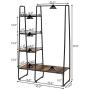 Tangkula Metal Garment Rack, Free Standing Closet Storage Organizer w/ 5 Shelves & Hanging Bar, Open Wardrobe Rack for Hanging Clothes and Storage, Clothes Rack for Bedroom Living Room Entryway