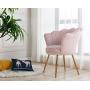 Chairus Living Room Chair, Mid Century Modern Retro Leisure Velvet Accent Chair with Golden Metal Legs, Vanity Chair for Bedroom Dresser, Upholstered Guest Chair(Light Pink)