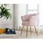 Chairus Living Room Chair, Mid Century Modern Retro Leisure Velvet Accent Chair with Golden Metal Legs, Vanity Chair for Bedroom Dresser, Upholstered Guest Chair(Light Pink)