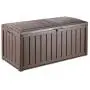 Keter Glenwood Plastic Deck Storage Container Box Outdoor Patio Furniture 101 Gal, Brown Keter Glenwood Plastic Deck Storage Container Box Outdoor Patio Furniture 101 Gal, Brown