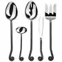 Gourmet Settings 5-Pieces Hostess Silverware - Treble Clef Collection Matte/Polished Metal Flatware Serving Set, Stainless Steel Kitchen Utensils Knife/Fork/Spoons, Dishwasher Safe Gourmet Settings 5-Pieces Hostess Silverware - Treble Clef Collection Matte/Polished Metal Flatware Serving Set, Stainless Steel Kitchen Utensils Knife/Fork/Spoons, Dishwasher Safe