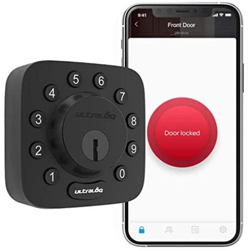 ULTRALOQ U-Bolt Smart Lock (Black), 5-in-1 Keyless Entry Door Lock with Bluetooth and Keypad, Smart Door Lock Front Door, Non-Fingerprint Deadbolt Lock Edition
