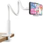 Gooseneck Cell Phone Holder, Universal 360 Flexible Phone Stand Lazy Bracket Mount Long Arms Clamp for Phone 11 Pro Xs Max XR X 8 7 6 6s Plus and Other 3.5~6.5 Device (White)