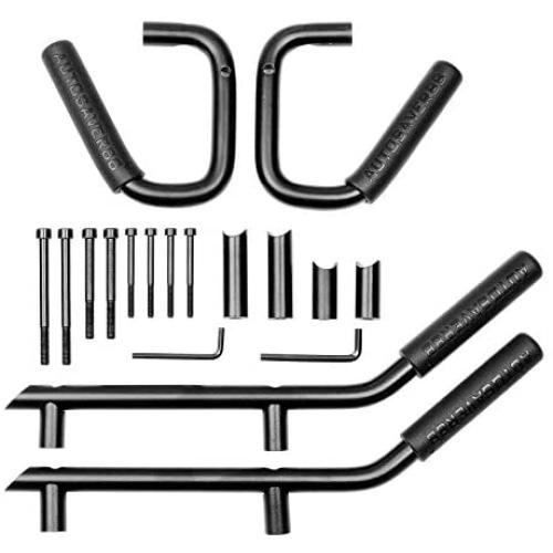 AUTOSAVER88 Front & Rear Grab Handles Roll Bar Steel Grip Compatible with Jeep Wrangler 2007-2018 JK JKU Unlimited Sports Rubicon Sahara 4 Doors (Black)