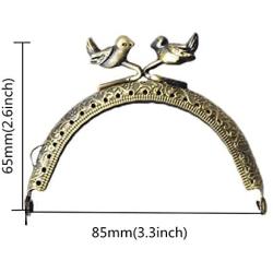 ZLYY 3Pcs 8.5cm /3.3 Inch Purse Bag Bird Kiss Clasp Lock Embossed Metal Arch Frame Retro Bronze Tone