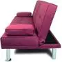 NOUVCOO Futon Sofa Bed Modern Linen Upholstered Couch, Convertible Folding Recliner Lounge Futon Couch with 2 Cup Holders/Armrest/Metal Legs for Living Room, Home Furniture, School Dormitoryl, Purple NOUVCOO Futon Sofa Bed Modern Linen Upholstered Couch, Convertible Folding Recliner Lounge Futon Couch with 2 Cup Holders/Armrest/Metal Legs for Living Room, Home Furniture, School Dormitoryl, Purple