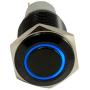 ESUPPORT 19mm 12V 5A Car Blue LED Light Angel Eye Metal Push Button Toggle Switch Socket Plug Latching Black Shell