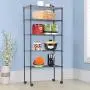 14D x 30W x 60H 5-Tier Wire Shelving Unit Steel Large Metal Shelf Organizer Garage Storage Shelves Heavy Duty NSF Height Adjustable Commercial Grade Utility Storage Metal Rack on Wheels Black