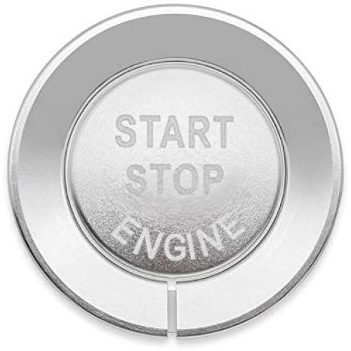 Ceyes Silver Engine Start Stop Button Cover + Ring Ignition Start Button Ignition Switch Button Metal Sticker Push to Start Button Switch Cover Trim for Nissan Qashqai X-Trail Rogue for Infiniti