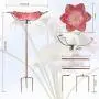 MUMTOP Bird Baths for Outdoors Glass Bird Bath Bowl Outdoor Bird Feeder Flower Pattern with Metal Stake for Garden, Yard and Lawn Decor (Red) MUMTOP Bird Baths for Outdoors Glass Bird Bath Bowl Outdoor Bird Feeder Flower Pattern with Metal Stake for Garden, Yard and Lawn Decor (Red)
