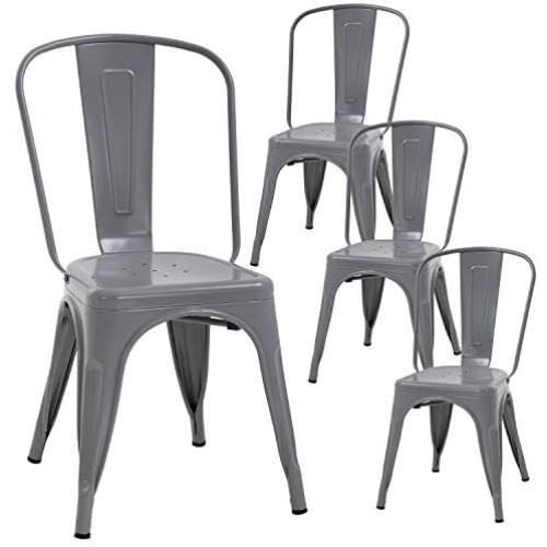 Metal Chair Dining Chairs Set of 4 Dining Room Kitchen Chair Patio Chair Tolix Restaurant Chairs 18 Inches Seat Height Trattoria Bar Chair Metal Stackable Chairs Indoor Outdoor Chairs