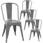 Metal Chair Dining Chairs Set of 4 Dining Room Kitchen Chair Patio Chair Tolix Restaurant Chairs 18 Inches Seat Height Trattoria Bar Chair Metal Stackable Chairs Indoor Outdoor Chairs