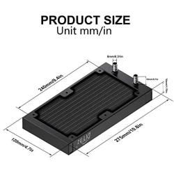 DIYhz Water Cooling Computer Radiator, 12 Pipe Aluminum Heat Exchanger Liquid Cooling Radiator Heat Sink 240mm for CPU PC Laser Water Cool System DC12V Black