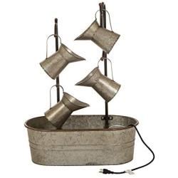 Glitzhome Metal Tiered Water Fountain with Decorative Faucet Galvanized Garden Tools Farmhouse Decor Style 1