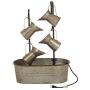 Glitzhome Metal Tiered Water Fountain with Decorative Faucet Galvanized Garden Tools Farmhouse Decor Style 1