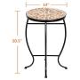 VINGLI Mosaic Outdoor Side Table, 14'' Round End Table, Accent Table, Plant Stand Ideal for Pool Side, Porch, Patio, Deck or Sofa Side, Glass Top Black Iron, Golden Yard