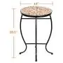 VINGLI Mosaic Outdoor Side Table, 14'' Round End Table, Accent Table, Plant Stand Ideal for Pool Side, Porch, Patio, Deck or Sofa Side, Glass Top Black Iron, Golden Yard