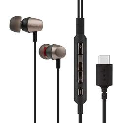 Moshi Mythro C USB-C in-Ear Headphone with Mic & DJ Boost Control Button, High-Resolution (24-bit/96 kHz) with Class G Amplifier, Lightweight with 3-Size Eartips & HandyStrap, Gunmetal Gray