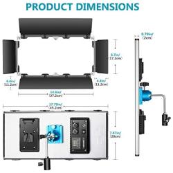 Neewer Dimmable LED Video Light 1320 LEDs 3200-5600K,CRI 2829Lux/m, CRI 96+ Metal Frame with Barndoor, DC Adapter/Battery Power for Studio Portrait Product Video Shooting (Battery Not Include)