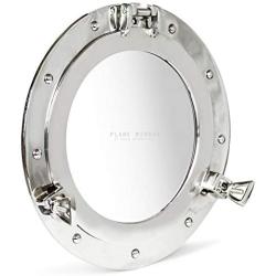 Nagina International Metal Crafted Nickel Plated Aluminum Porthole Bathroom Decor Mirror (20 Inches)