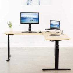 VIVO Black Electric Motor Height Adjustable Corner 3 Leg Standing Desk Frame, Frame Only, Sit Stand Ergonomic L Frame, DESK-V130EB