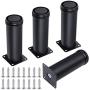AOWISH 4-Pack Stainless Steel Furniture Legs Furniture Foot Upgraded & Thickened Cabinet Metal Legs 2 Inch Diameter Shelves Sofa Table Kitchen Adjustable Feet with 16 Screws (4 Inch/100 mm, Black)