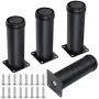AOWISH 4-Pack Stainless Steel Furniture Legs Furniture Foot Upgraded & Thickened Cabinet Metal Legs 2 Inch Diameter Shelves Sofa Table Kitchen Adjustable Feet with 16 Screws (4 Inch/100 mm, Black)