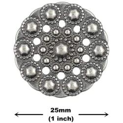 Bezelry 10 Pieces Beads Flower Gray Silver Metal Shank Buttons 24mm (15/16 inch)