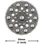 Bezelry 10 Pieces Beads Flower Gray Silver Metal Shank Buttons 24mm (15/16 inch)