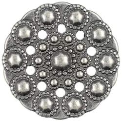 Bezelry 10 Pieces Beads Flower Gray Silver Metal Shank Buttons 24mm (15/16 inch)