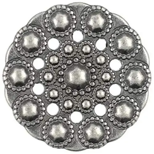 Bezelry 10 Pieces Beads Flower Gray Silver Metal Shank Buttons 24mm (15/16 inch) Bezelry 10 Pieces Beads Flower Gray Silver Metal Shank Buttons 24mm (15/16 inch)