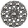 Bezelry 10 Pieces Beads Flower Gray Silver Metal Shank Buttons 24mm (15/16 inch)