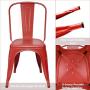 Furmax Metal Dining Chair Indoor-Outdoor Use Stackable Classic Trattoria Chair Chic Dining Bistro Cafe Side Metal Chairs Set of 4 (Cerise)