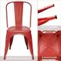 Furmax Metal Dining Chair Indoor-Outdoor Use Stackable Classic Trattoria Chair Chic Dining Bistro Cafe Side Metal Chairs Set of 4 (Cerise)