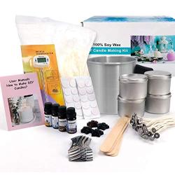 Candle Making Kit – Easy to Make Colored Candle Soy Wax Kit Include Wax, Rich Scents, Dyes, Wicks, Tins & More