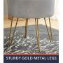 Ornavo Home Modern Round Velvet Storage Ottoman Foot Rest Stool/Seat with Gold Metal Legs & Tray Top Coffee Table - Silver