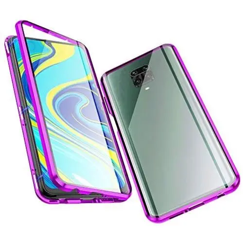 Jonwelsy Magnetic Adsorption Case for Redmi Note9 Pro, 360 Degree Front and Back Clear Tempered Glass Flip Cover, Metal Bumper Frame for Redmi Note9S (Purple) Jonwelsy Magnetic Adsorption Case for Redmi Note9 Pro, 360 Degree Front and Back Clear Tempered Glass Flip Cover, Metal Bumper Frame for Redmi Note9S (Purple)