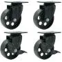 FactorDuty 4 All Black Metal Swivel Plate Caster Wheels w/Brake Lock Heavy Duty High-Gauge Steel (3.5'' Combo) FactorDuty 4 All Black Metal Swivel Plate Caster Wheels w/Brake Lock Heavy Duty High-Gauge Steel (3.5'' Combo)